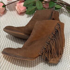 Dolce Vita Brown Suede Fringe Ankle Boots
